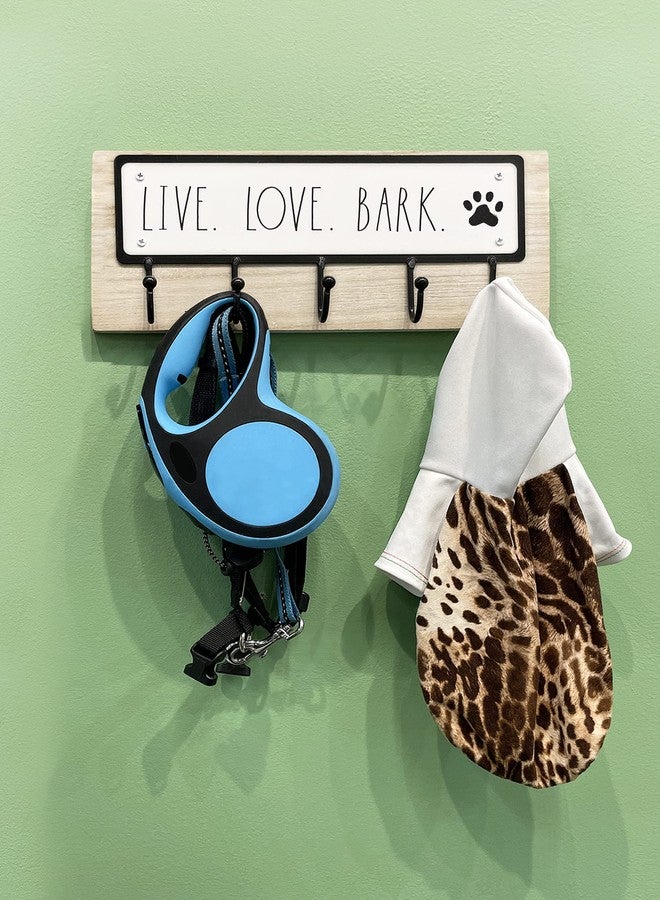 Rae Dunn Dog Leash Holder for Wall - Cute Dog Leash Hook Holder and Wall Mount Hanger Organizer for Pet Items, Keys, Collar and Leashes - Pet Themed Messages with Paw Print - Light Wood - Image 3